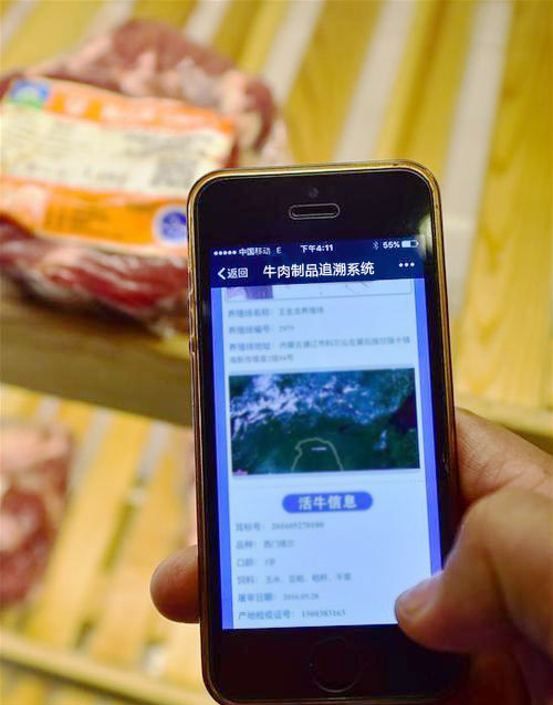 定制生產牛肉-牛肉制品二維碼追溯系統界面
